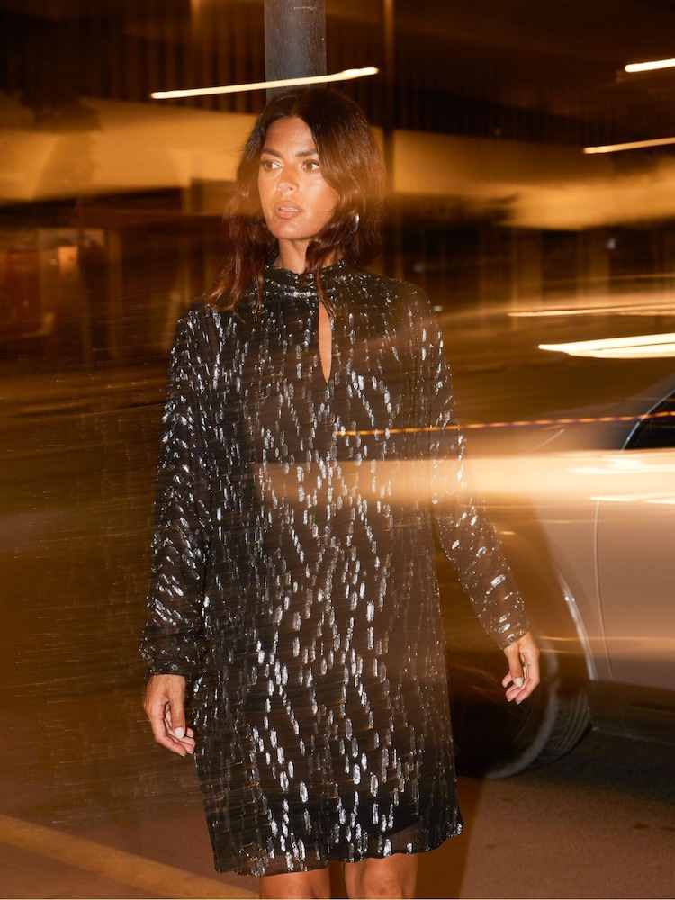 Ro&Zo Foil Keyhole Mini Dress - Image 2 of 6
