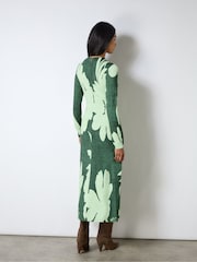 Ro&Zo Green Floral Print Jersey Ruched Front Dress - Image 5 of 5