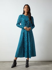 Ro&Zo Blue RO&Zo Blue Dash Print Godet Detail Dress - Image 1 of 3