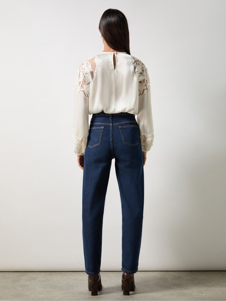 Ro&Zo White Satin Lace Insert Blouse - Image 3 of 3