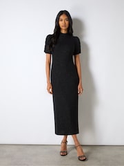 Ro&Zo Black Harriet Black Sparkle Jersey High Neck Dress - Image 1 of 4