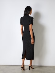Ro&Zo Black Harriet Black Sparkle Jersey High Neck Dress - Image 2 of 4