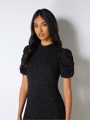 Ro&Zo Black Harriet Black Sparkle Jersey High Neck Dress - Image 3 of 4