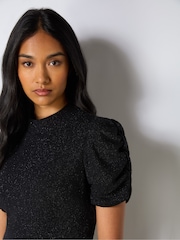 Ro&Zo Black Harriet Black Sparkle Jersey High Neck Dress - Image 4 of 4