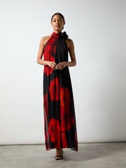 Ro&Zo Red Isabella Floral Print Corsage Trim Maxi Dress - Image 5 of 8