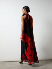 Ro&Zo Red Isabella Floral Print Corsage Trim Maxi Dress - Image 8 of 8