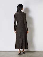 Ro&Zo Gold Zara Sparkle Jersey Keyhole Front Dress - Image 2 of 3