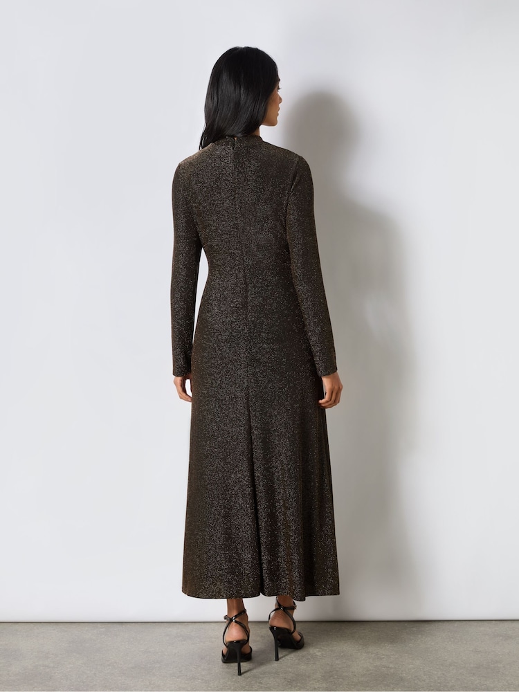 Ro&Zo Gold Zara Sparkle Jersey Keyhole Front Dress - Image 2 of 3