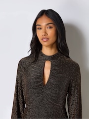 Ro&Zo Gold Zara Sparkle Jersey Keyhole Front Dress - Image 3 of 3