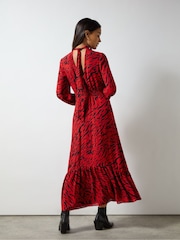 Ro&Zo Red Zebra Print Tie back Midi Dress - Image 2 of 6