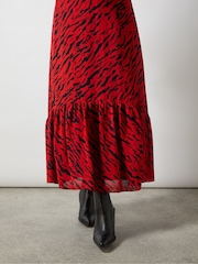 Ro&Zo Red Zebra Print Tie back Midi Dress - Image 3 of 6