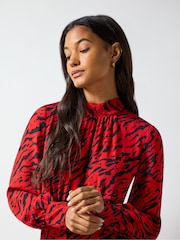 Ro&Zo Red Zebra Print Tie back Midi Dress - Image 5 of 6