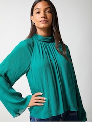 Ro&Zo Blue Crinkle Flared Sleeve Blouse - Image 1 of 4