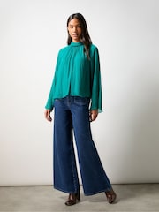 Ro&Zo Blue Crinkle Flared Sleeve Blouse - Image 2 of 4