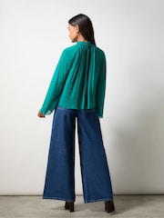 Ro&Zo Blue Crinkle Flared Sleeve Blouse - Image 4 of 4
