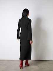 Ro&Zo Black Rib Button Through Dress - Image 2 of 4