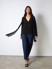 Ro&Zo Black Tie Neck Blouse - Image 2 of 4