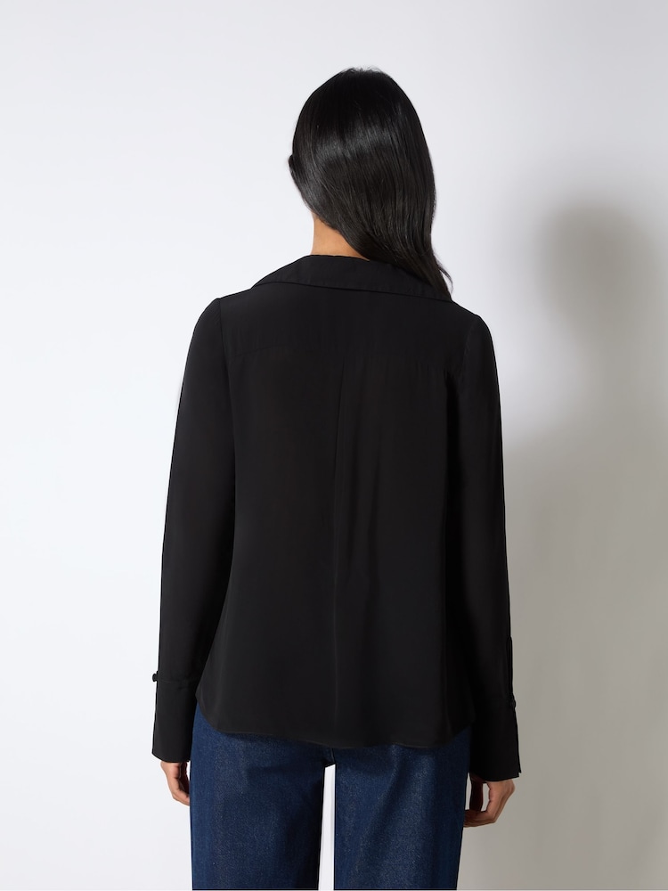 Ro&Zo Black Tie Neck Blouse - Image 4 of 4