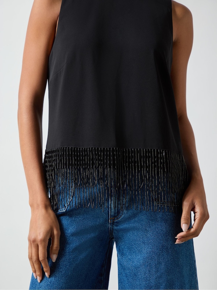 Ro&Zo Black Bead Trim Halter Top - Image 2 of 3
