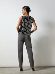 Ro&Zo Black Embellished Velvet Shell Top - Image 4 of 5