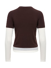 ONLY Brown Layered Jersey Long Sleeve T-Shirt - Image 2 of 3