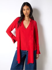 Ro&Zo Red Tie Neck Blouse - Image 1 of 4