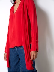 Ro&Zo Red Tie Neck Blouse - Image 2 of 4