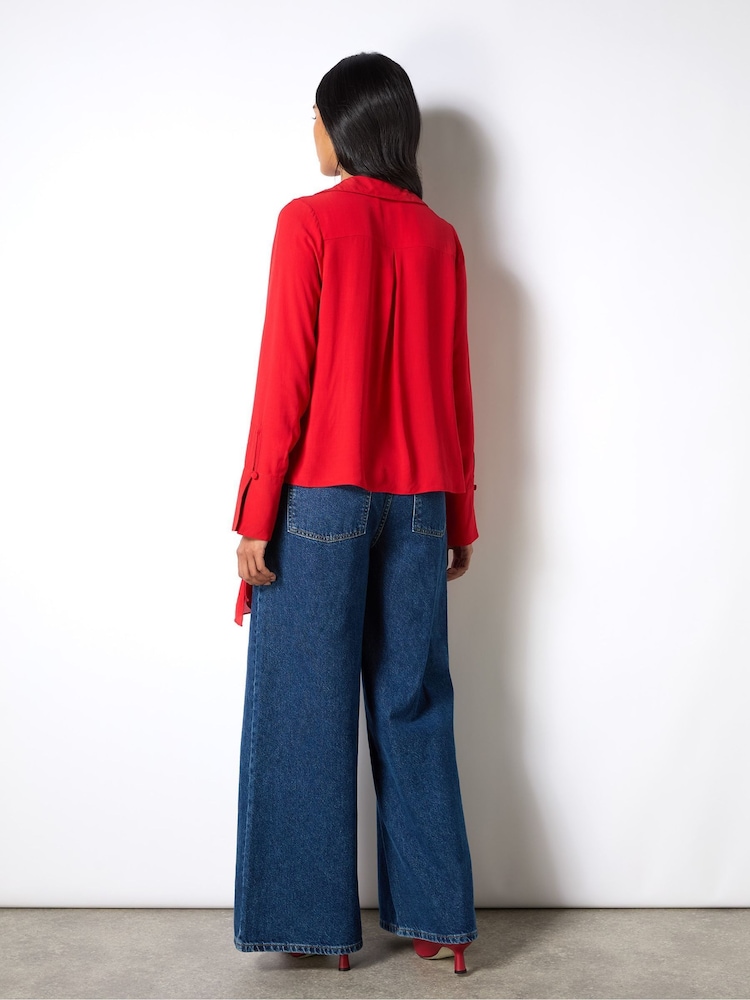 Ro&Zo Red Tie Neck Blouse - Image 4 of 4