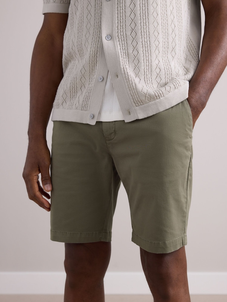 Green Premium Sateen Chino Shorts - Image 1 of 11