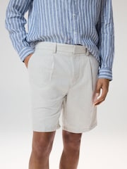 Stone Linen Rich Pleated Chino Shorts - Image 1 of 9