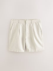 Stone Linen Rich Pleated Chino Shorts - Image 6 of 9