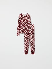 Polarn O Pyret Red Organic Cotton Nordic Forest Print Pyjamas - Image 1 of 6
