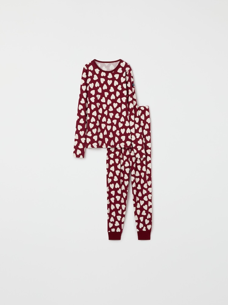 Polarn O Pyret Red Organic Cotton Nordic Forest Print Pyjamas - Image 1 of 6
