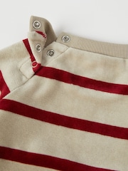 Polarn O Pyret Cream Organic Cotton Velour Jumper with Embroidered Heart - Image 5 of 5