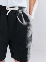 Negro - 100% Cotton Textured Stripe Drawstring Waist Shorts - Imagen 5 de 6
