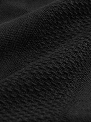 Negro - 100% Cotton Textured Stripe Drawstring Waist Shorts - Imagen 6 de 6