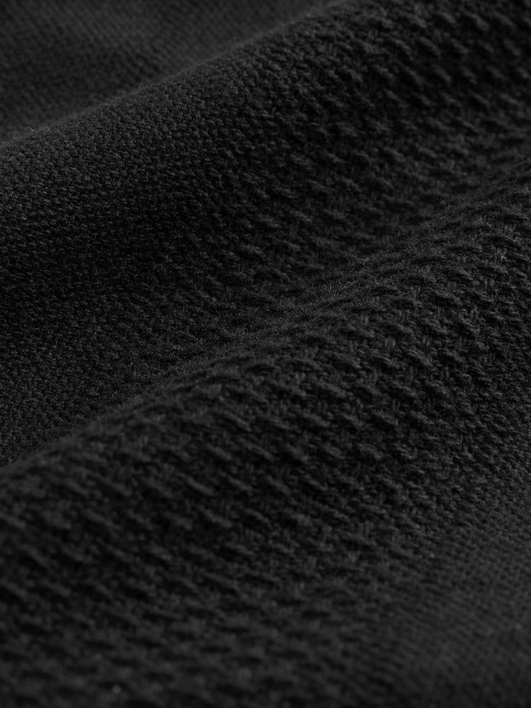 Negro - 100% Cotton Textured Stripe Drawstring Waist Shorts - Imagen 6 de 6