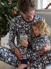 Polarn O Pyret Blue Organic Cotton Nordic Forest Print Pyjamas - Image 1 of 10