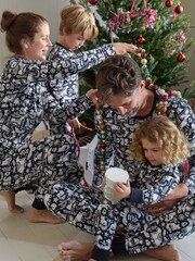 Polarn O Pyret Blue Organic Cotton Nordic Forest Print Pyjamas - Image 3 of 10