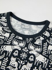 Polarn O Pyret Blue Organic Cotton Nordic Forest Print Pyjamas - Image 8 of 10