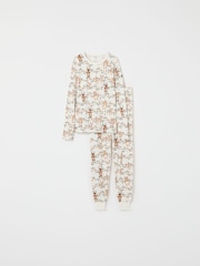 Polarn O Pyret White Organic Cotton Nordic Forest Print Pyjamas - Image 1 of 6