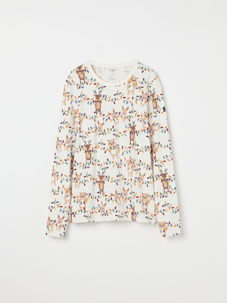Polarn O Pyret White Organic Cotton Nordic Forest Print Pyjamas - Image 2 of 6
