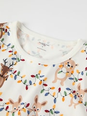 Polarn O Pyret White Organic Cotton Nordic Forest Print Pyjamas - Image 4 of 6