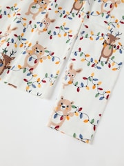 Polarn O Pyret White Organic Cotton Nordic Forest Print Pyjamas - Image 5 of 6