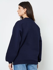Another Sunday Blue Borg Detail Sweatshirt With Ribbed Hem and Cuff - Image 2 of 4