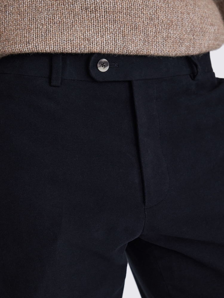 MOSS Blue Tailored Fit Moleskin 100% Cotton Trousers - Image 3 of 4