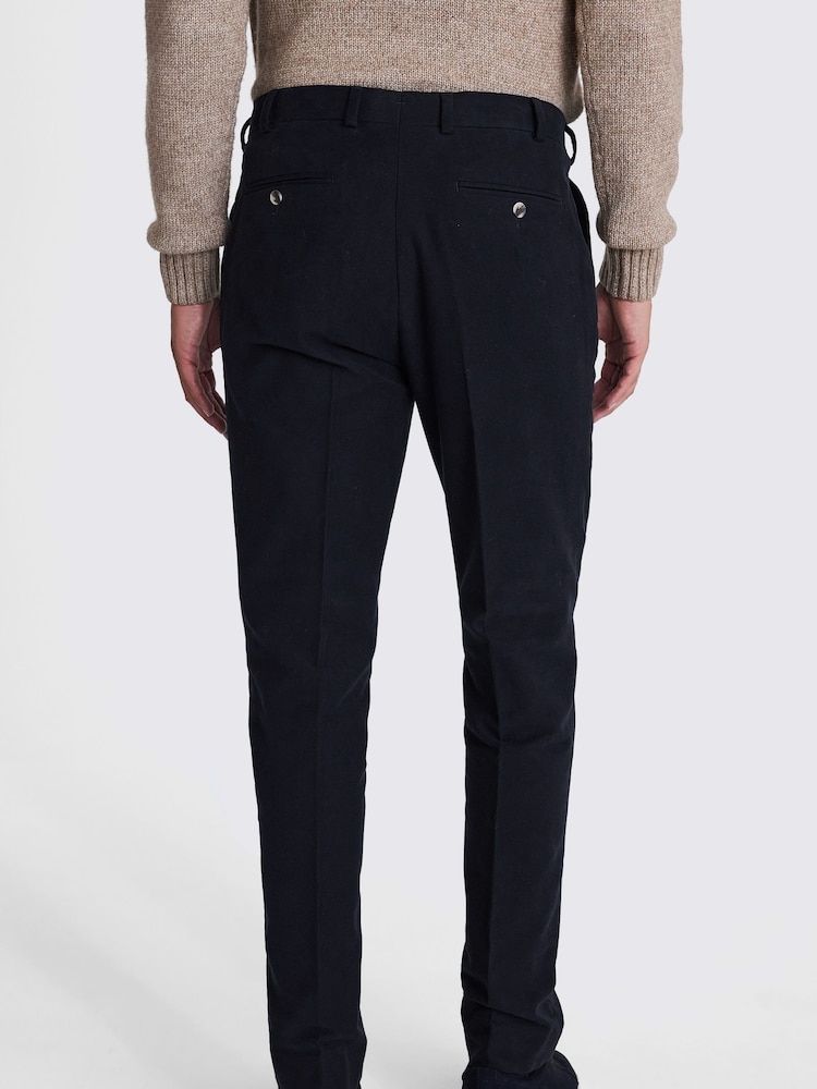 MOSS Blue Tailored Fit Moleskin 100% Cotton Trousers - Image 4 of 4