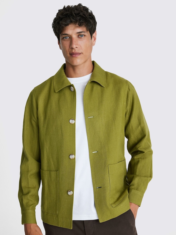 MOSS Green Lime Wool Linen Shacket - Image 1 of 4