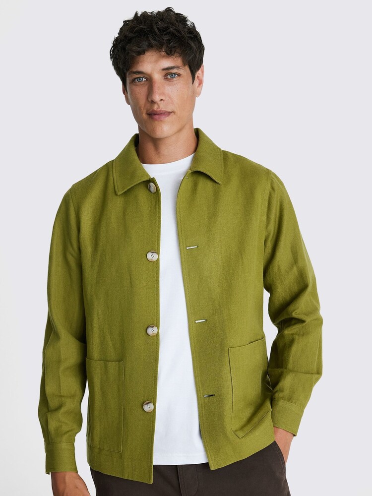 MOSS Green Lime Wool Linen Shacket - Image 1 of 4 MOSS Green Lime Wool Linen Shacket - Image 1 of 4