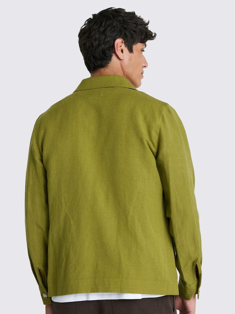 MOSS Green Lime Wool Linen Shacket - Image 2 of 4 MOSS Green Lime Wool Linen Shacket - Image 2 of 4